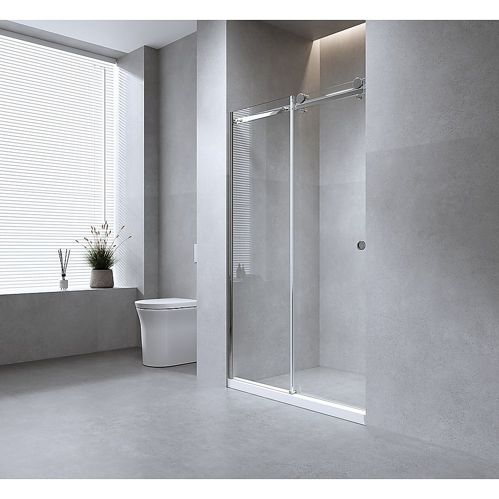 Frameless Glass Sliding Shower Door Hardware Rail Set Chrome