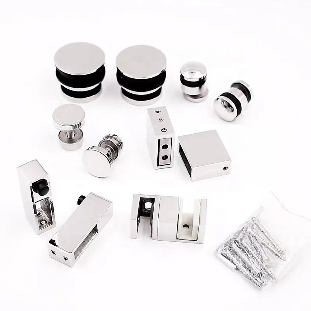 Frameless Glass Sliding Shower Door Hardware Rail Set Chrome