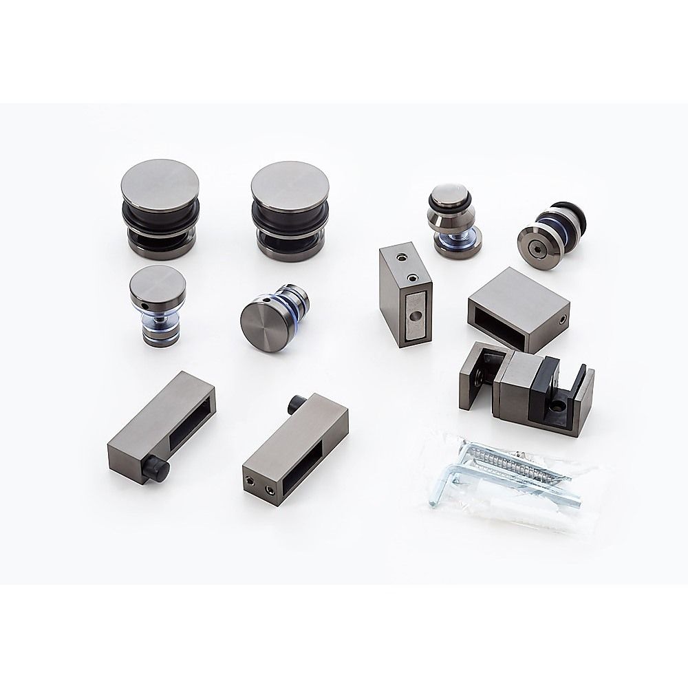 Frameless Glass Sliding Shower Door Hardware Rail Set Gunmetal