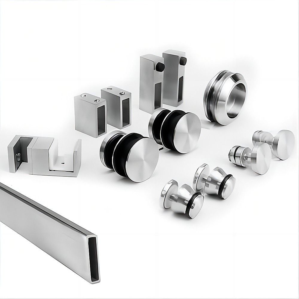 Frameless Glass Sliding Shower Door Hardware Rail Set Nickel