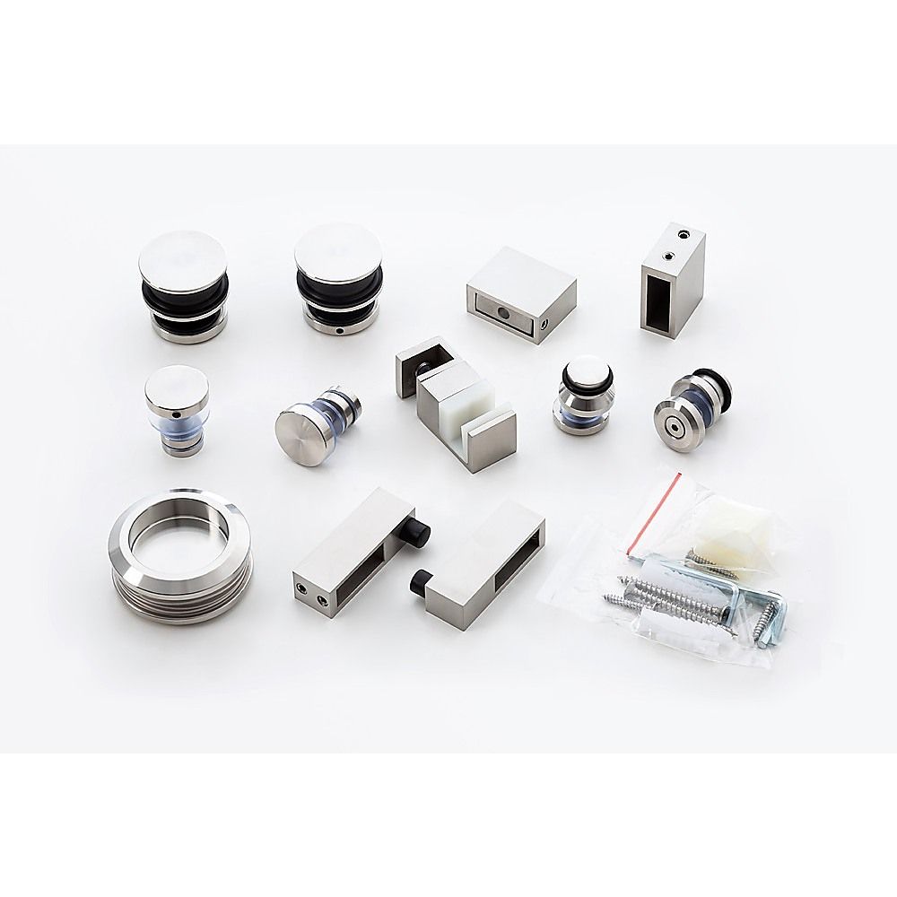 Frameless Glass Sliding Shower Door Hardware Rail Set Nickel