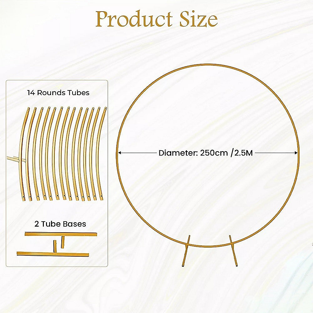 250cm Round Balloon Arch Frame Stand Gold V63-931191