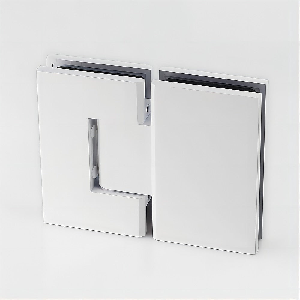 180 Degree Brass Glass to Glass Shower Door Hinge in White