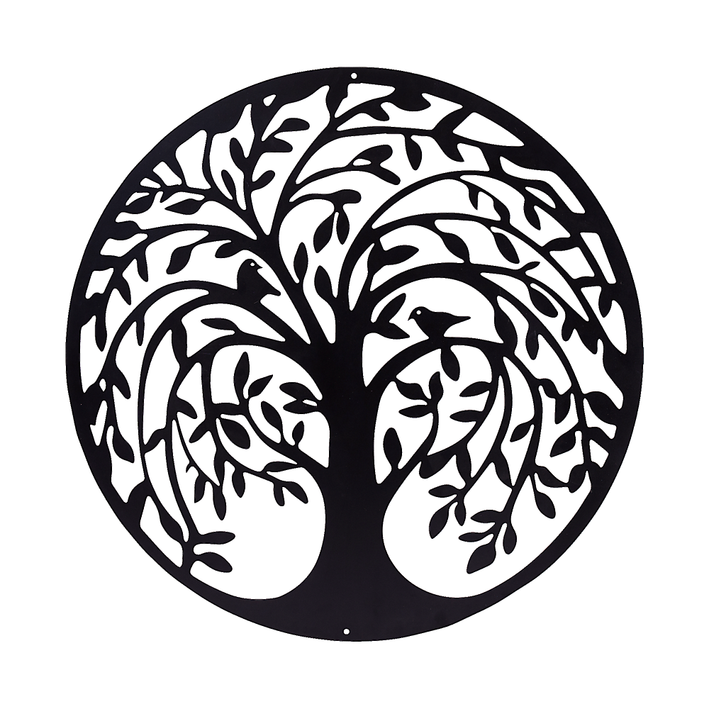 60cm Tree Of Life And Birds Round Metal Wall Garden Art Sculpture For Outdoor Decor V63-931321