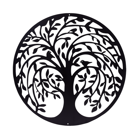 60cm Tree Of Life And Birds Round Metal Wall Garden Art Sculpture For Outdoor Decor V63-931321