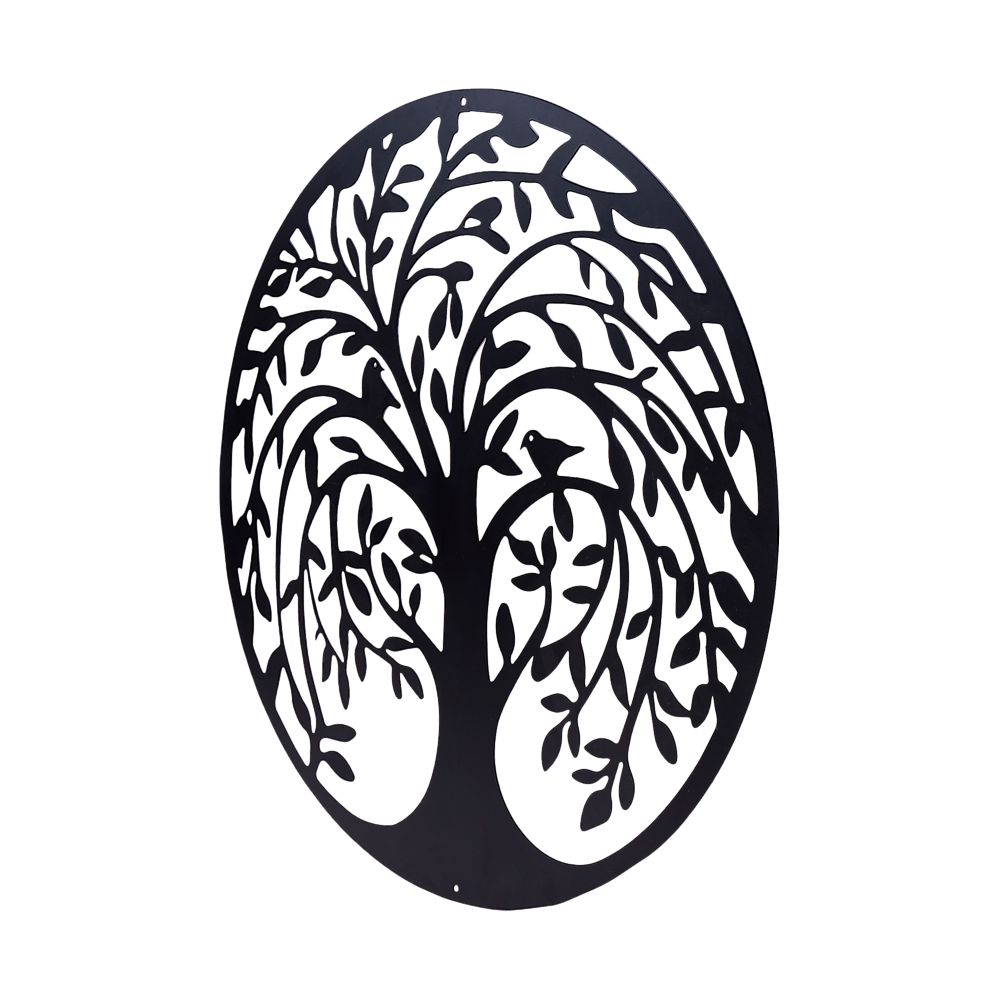 60cm Tree Of Life And Birds Round Metal Wall Garden Art Sculpture For Outdoor Decor V63-931321
