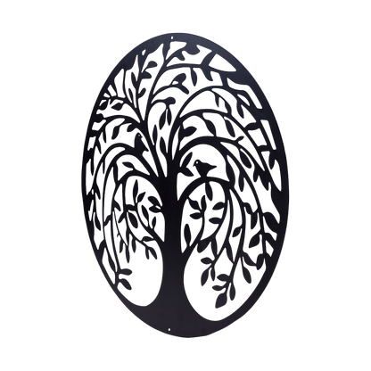 60cm Tree Of Life And Birds Round Metal Wall Garden Art Sculpture For Outdoor Decor V63-931321