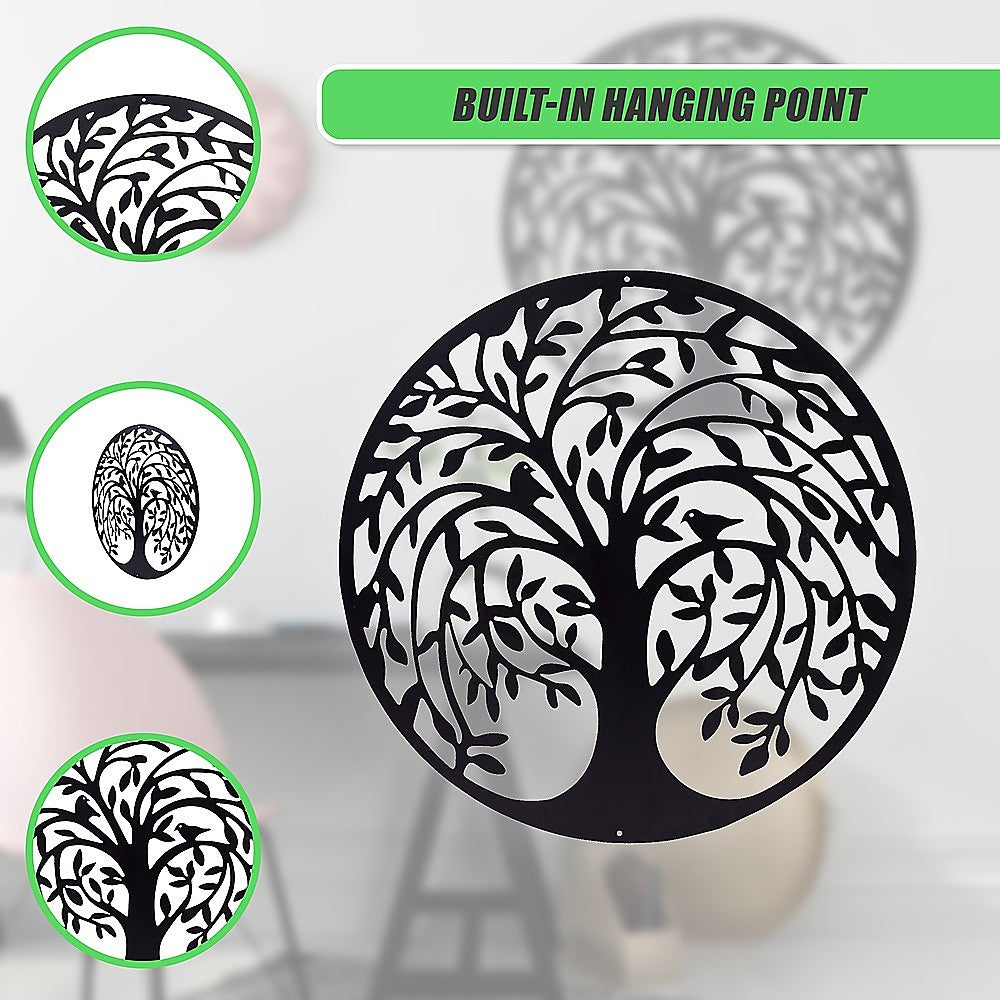 60cm Tree Of Life And Birds Round Metal Wall Garden Art Sculpture For Outdoor Decor V63-931321