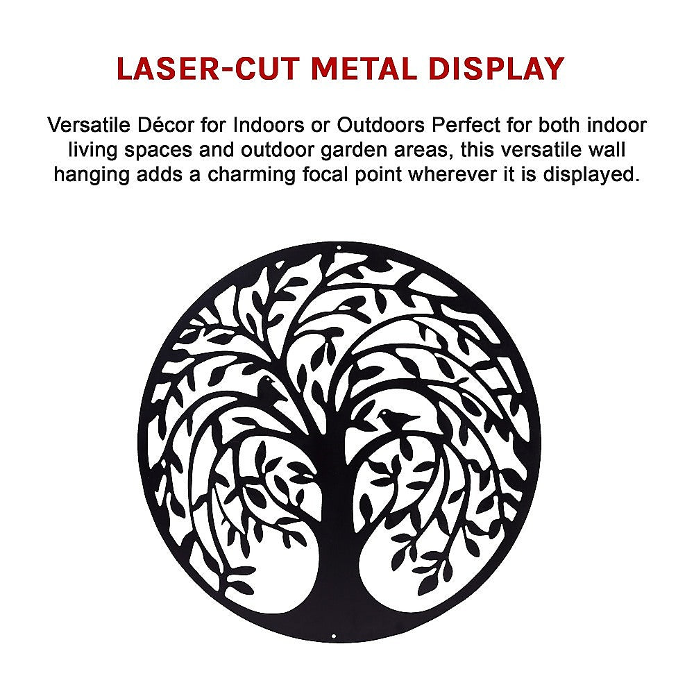 60cm Tree Of Life And Birds Round Metal Wall Garden Art Sculpture For Outdoor Decor V63-931321