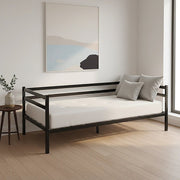 Single Daybed Metal Frame Sofa Premium Black Day Bed Steel Support V63-931491