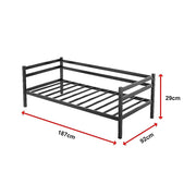 Single Daybed Metal Frame Sofa Premium Black Day Bed Steel Support V63-931491