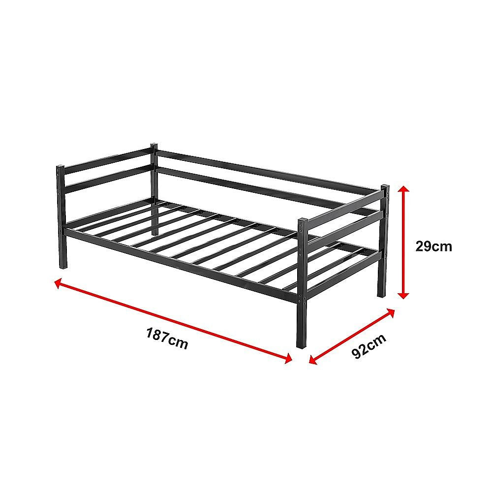 Single Daybed Metal Frame Sofa Premium Black Day Bed Steel Support V63-931491