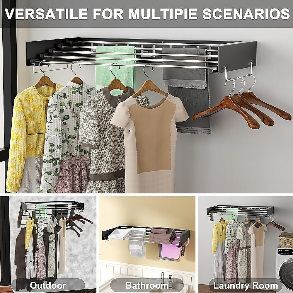 Collapsible Laundry Drying Rack - Wall Mounted Clothes Airer for Indoor or Outdoor V63-931821