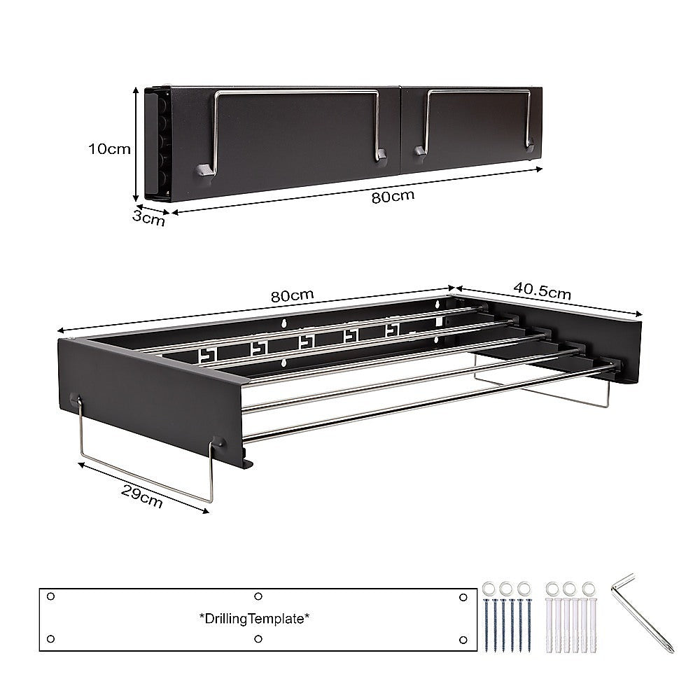 Collapsible Laundry Drying Rack - Wall Mounted Clothes Airer for Indoor or Outdoor V63-931821