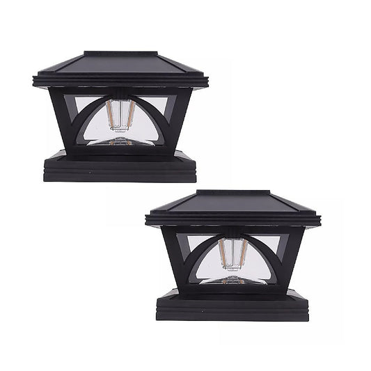 2 Pack Outdoor Flame Light Solar Post Deck Fence Cap V63-931871