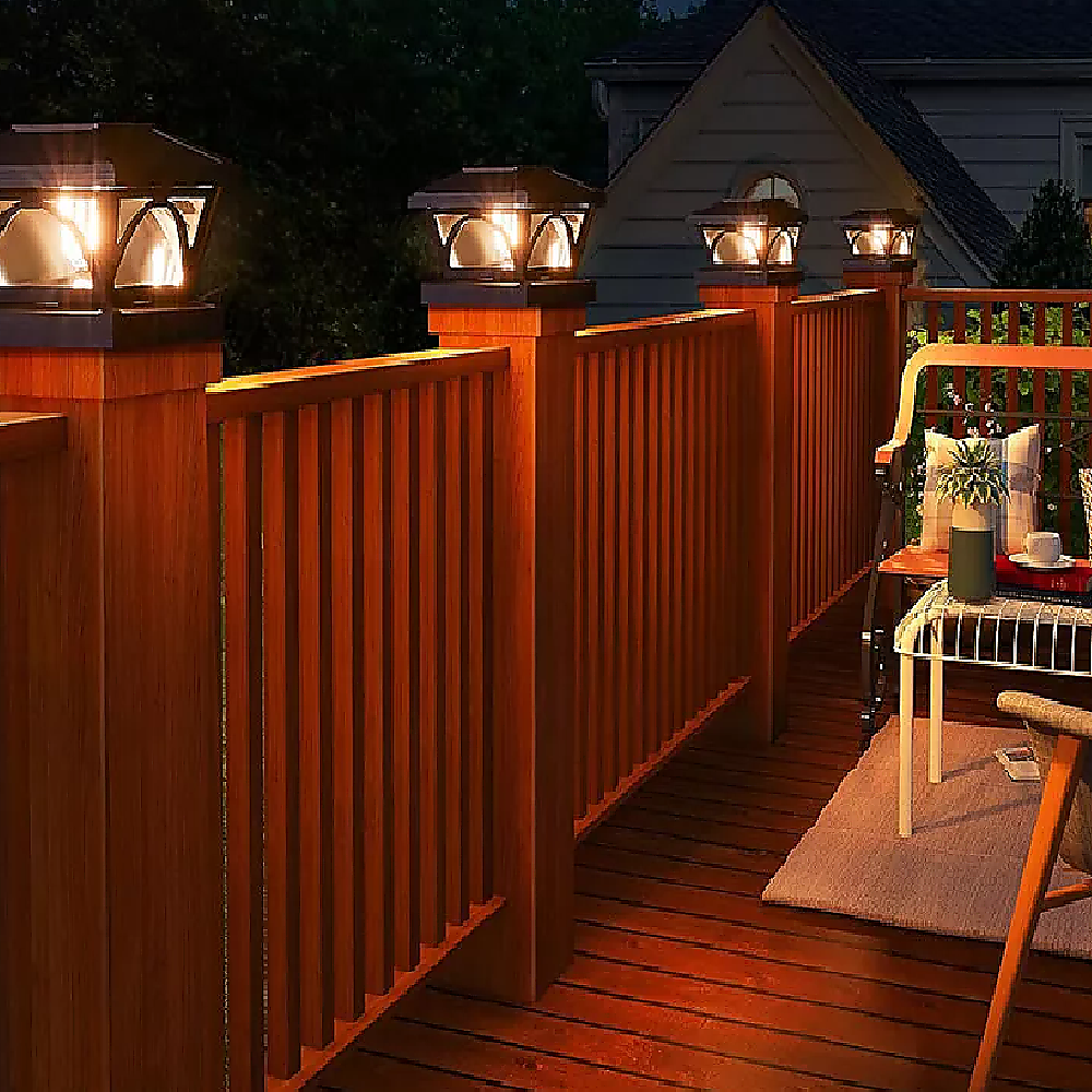 2 Pack Outdoor Flame Light Solar Post Deck Fence Cap V63-931871