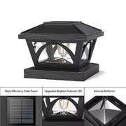 2 Pack Outdoor Flame Light Solar Post Deck Fence Cap V63-931871