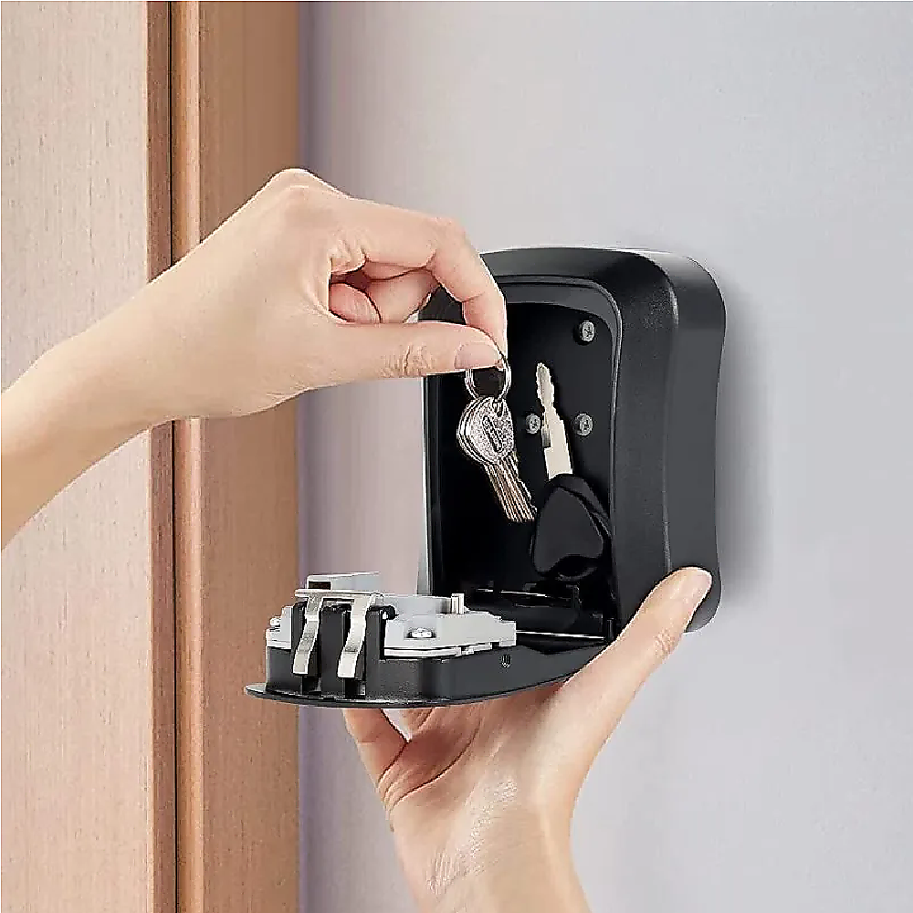 Lock Box Key Safe 4 Combination Outdoor Security Wall Mounted Weather Resistant Key Storage Box V63-931891