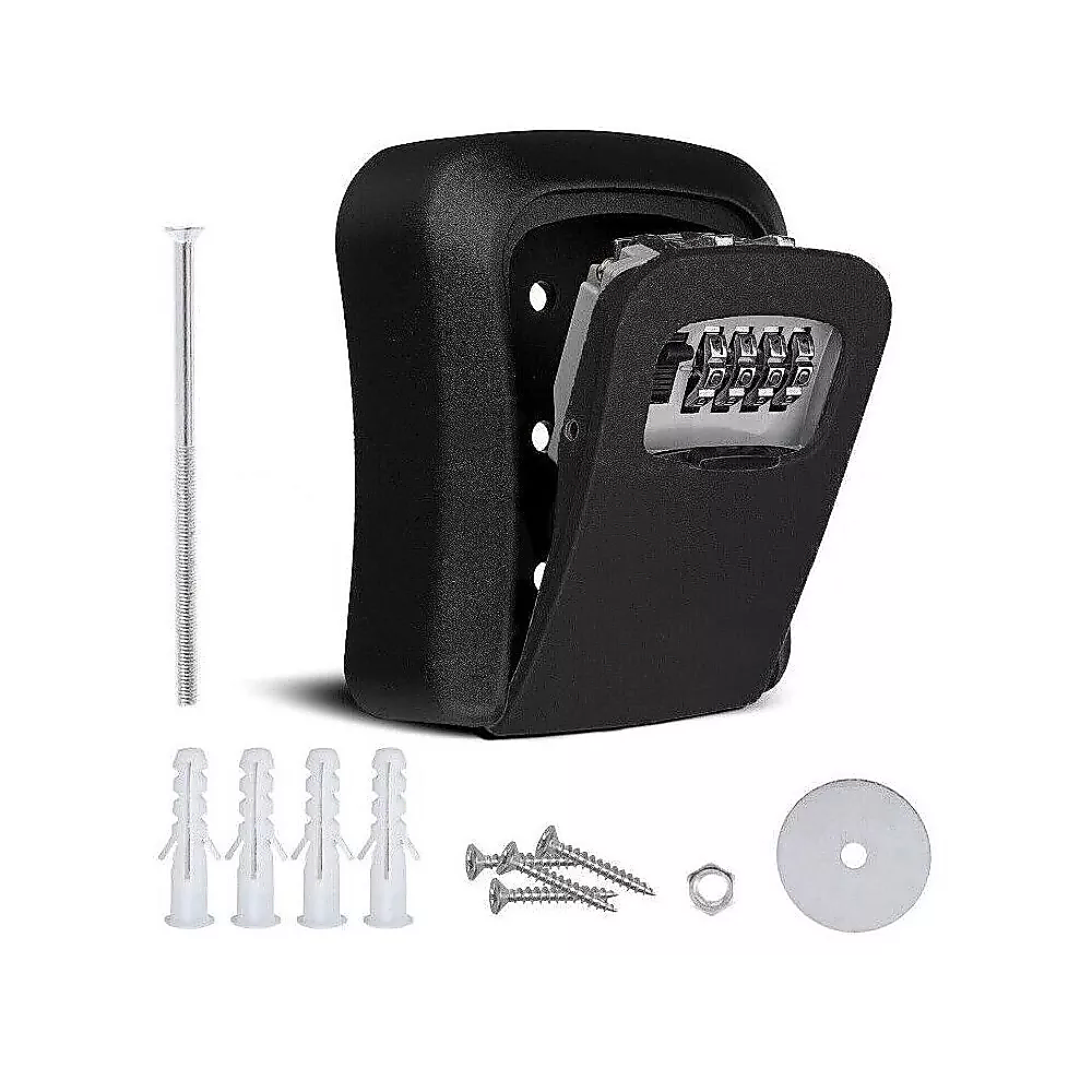 Lock Box Key Safe 4 Combination Outdoor Security Wall Mounted Weather Resistant Key Storage Box V63-931891