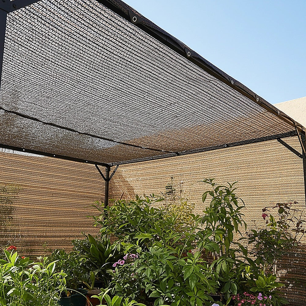 15m x 2m Fence Windscreen Privacy Screen Shade Cover Coffee Fabric Mesh Garden V63-931951