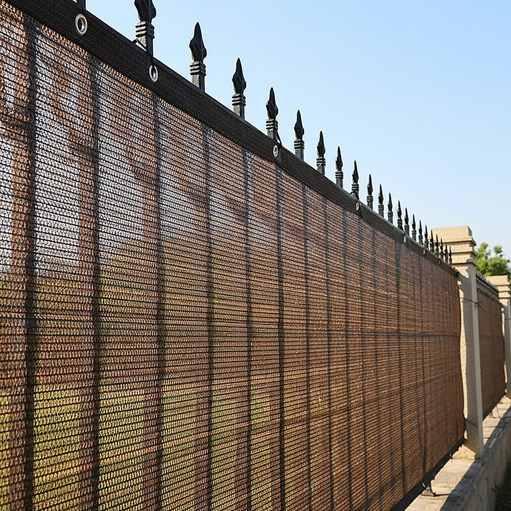 15m x 2m Fence Windscreen Privacy Screen Shade Cover Coffee Fabric Mesh Garden V63-931951