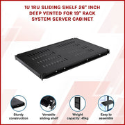 1U Sliding Server Rack Shelf 26 Inch Deep Vented for 19 Inch Cabinet V63-932021