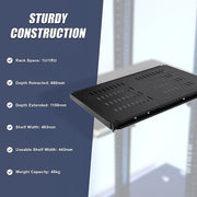 1U Sliding Server Rack Shelf 26 Inch Deep Vented for 19 Inch Cabinet V63-932021