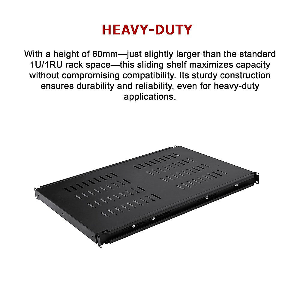1U Sliding Server Rack Shelf 26 Inch Deep Vented for 19 Inch Cabinet V63-932021