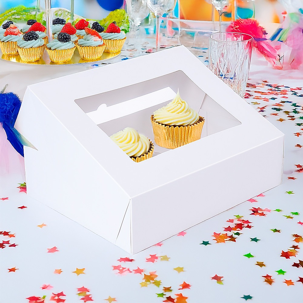 50pcs Cupcake Boxes 12-Hole Laminated Clear Window Face Boxes Favour V63-932041