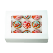 50pcs Cupcake Boxes 12-Hole Laminated Clear Window Face Boxes Favour V63-932041