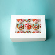 50pcs Cupcake Boxes 12-Hole Laminated Clear Window Face Boxes Favour V63-932041