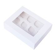 50pcs Cupcake Boxes 12-Hole Laminated Clear Window Face Boxes Favour V63-932041