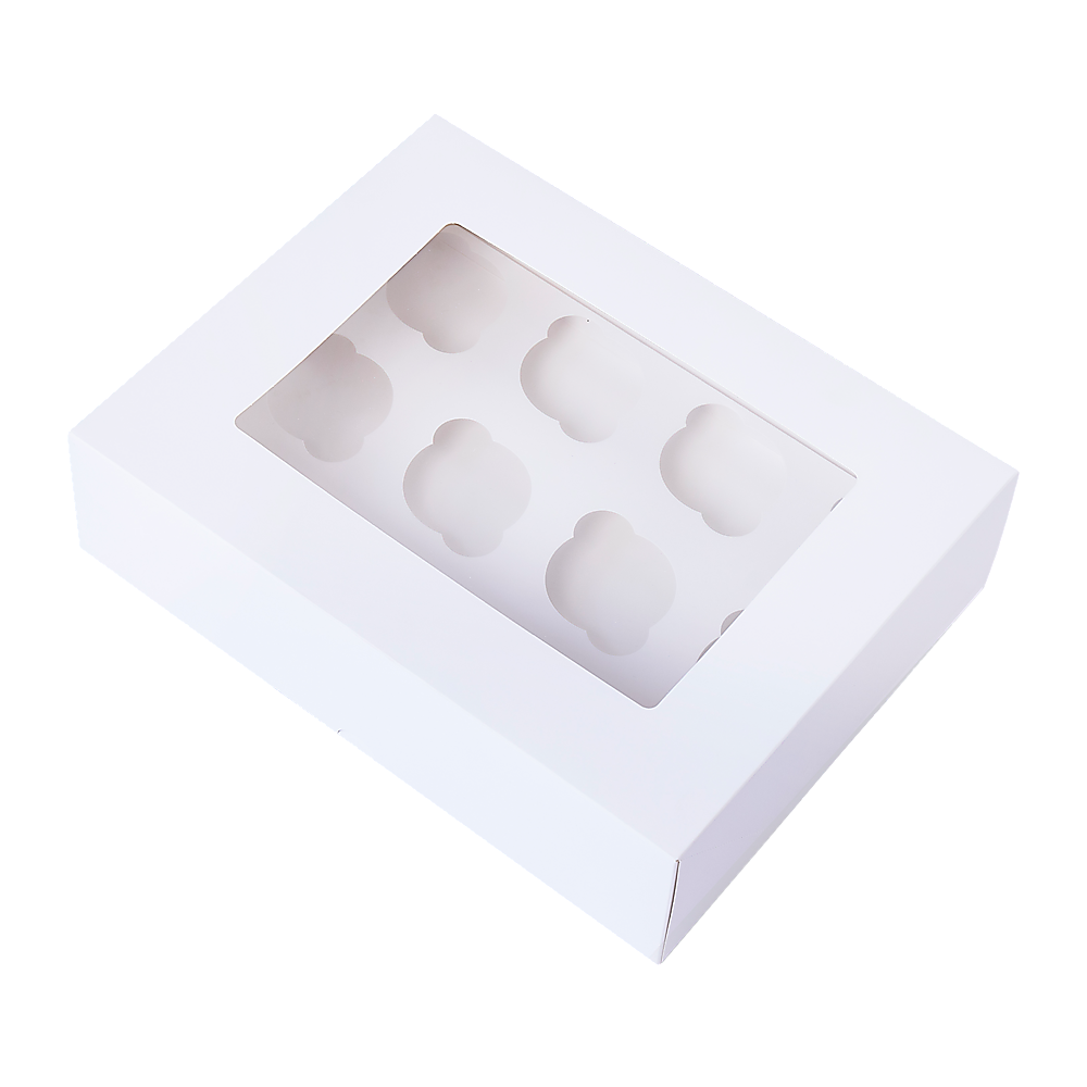 50pcs Cupcake Boxes 12-Hole Laminated Clear Window Face Boxes Favour V63-932041