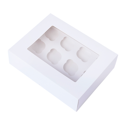 50pcs Cupcake Boxes 12-Hole Laminated Clear Window Face Boxes Favour V63-932041