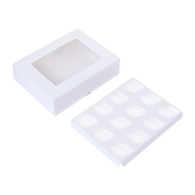 50pcs Cupcake Boxes 12-Hole Laminated Clear Window Face Boxes Favour V63-932041