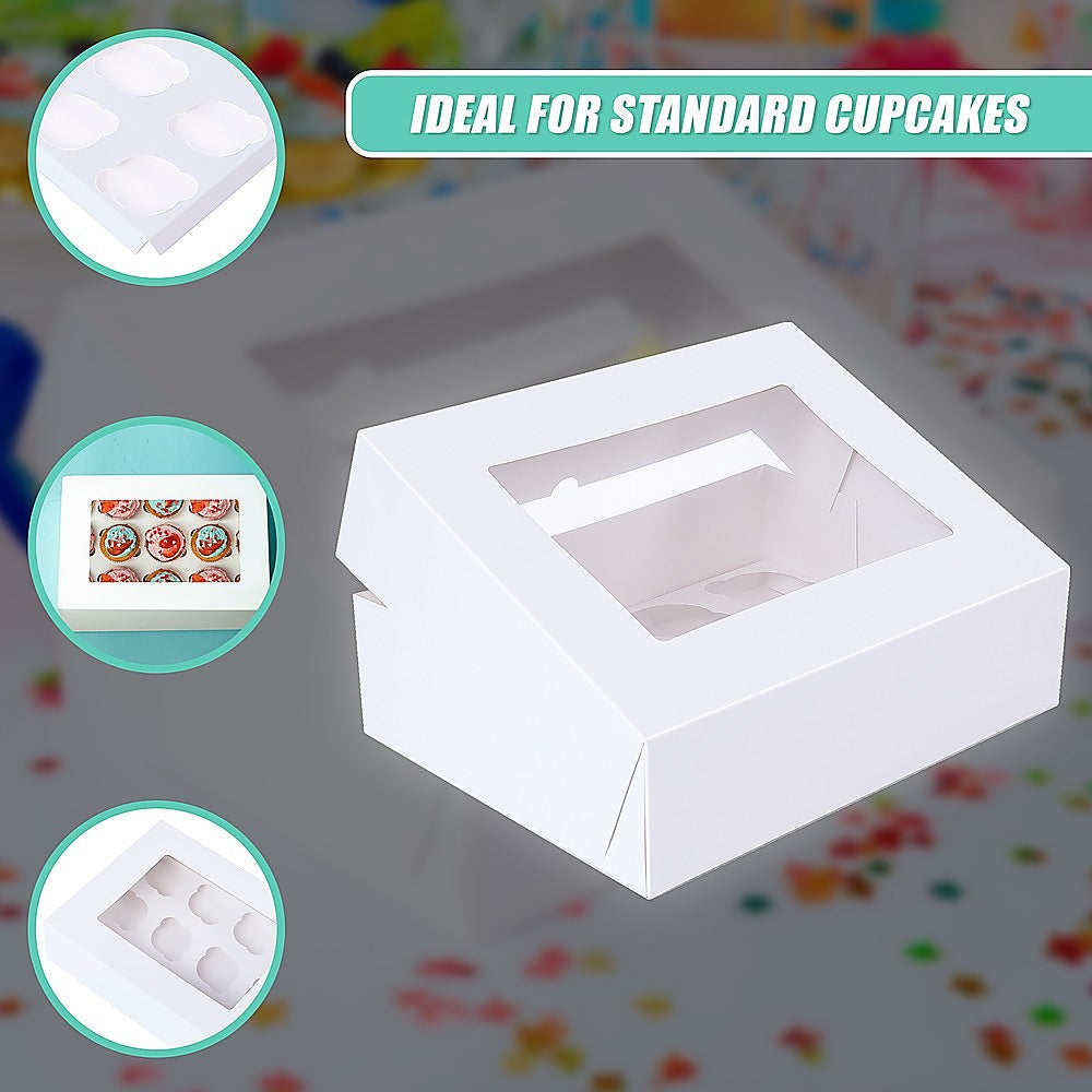 50pcs Cupcake Boxes 12-Hole Laminated Clear Window Face Boxes Favour V63-932041