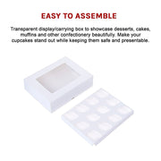 50pcs Cupcake Boxes 12-Hole Laminated Clear Window Face Boxes Favour V63-932041