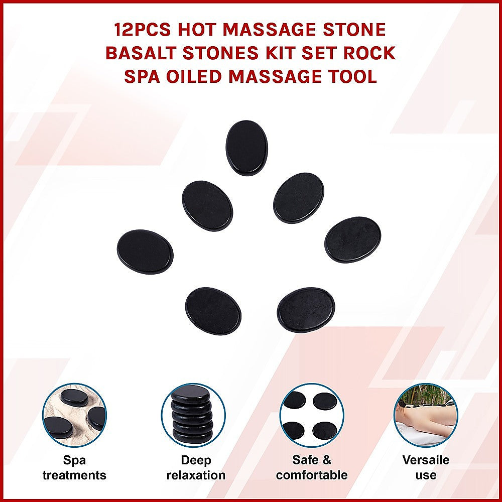 12pcs Hot Massage Stone Basalt Stones Kit Set Rock SPA Oiled Massage Tool V63-932051