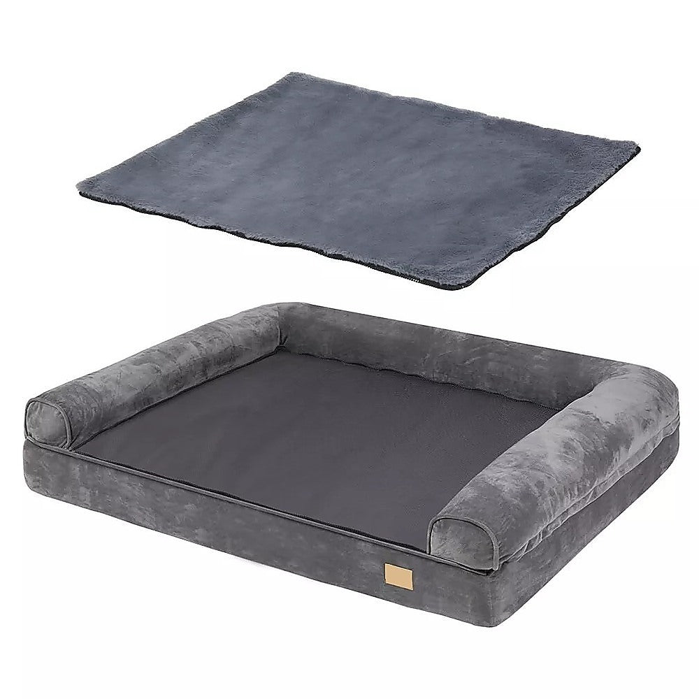XL Large Orthopedic Dog Bed 3-Side Comfort Bolster Padded Calming Mattress Bed V63-932121