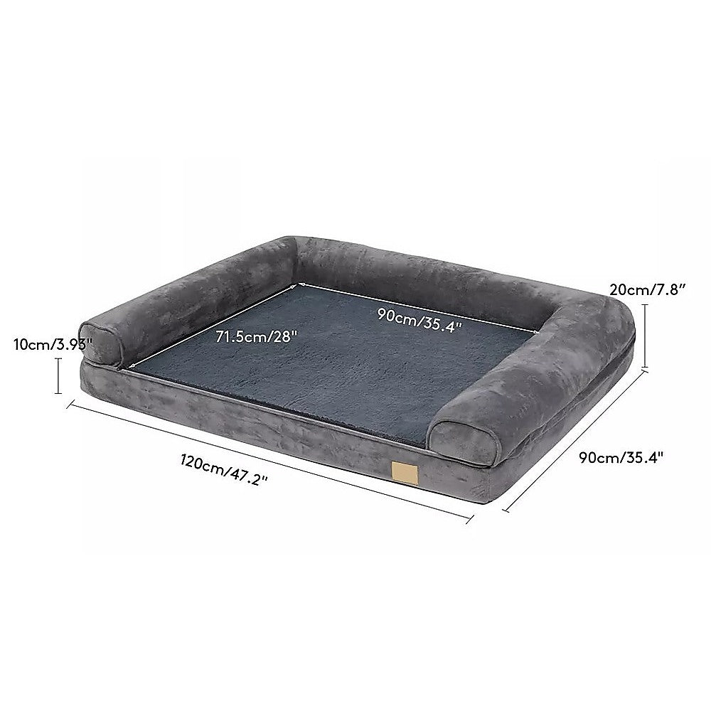 XL Large Orthopedic Dog Bed 3-Side Comfort Bolster Padded Calming Mattress Bed V63-932121