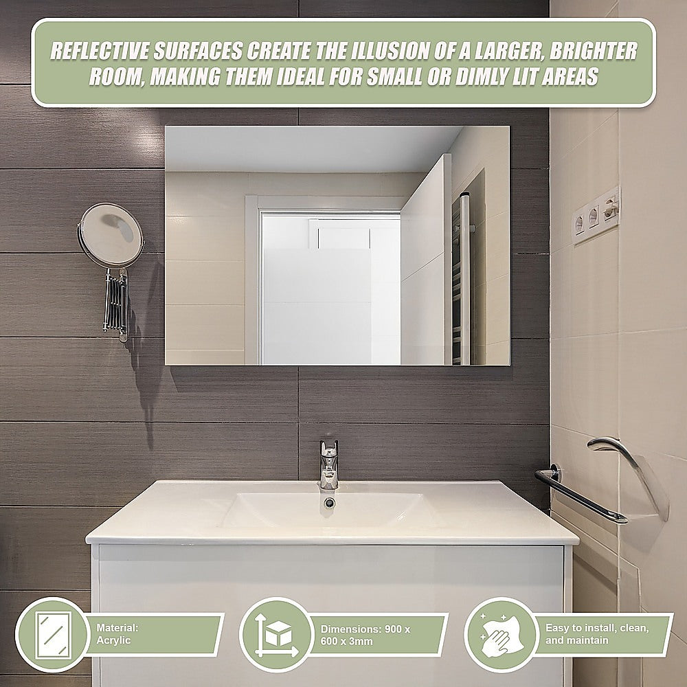 MIRROR Acrylic Sheet Perspex Sheet Panel 2pc/set 900mm x 600mm x 3mm V63-932131