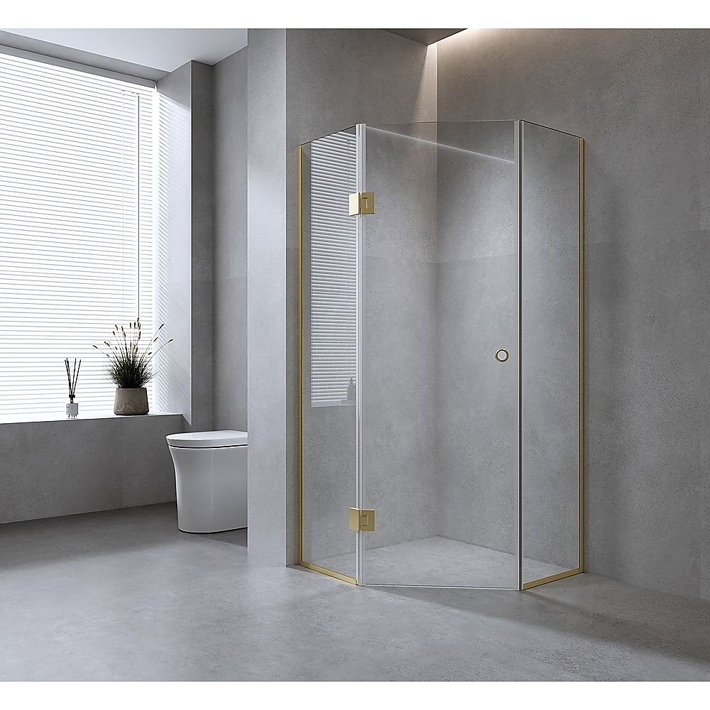 90cm Frameless Diamond Shower Screen with Chrome Channels and SS Hinges V63-932431