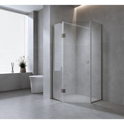 90cm Frameless Diamond Shower Screen with White Channels and Brass Hinges V63-932811