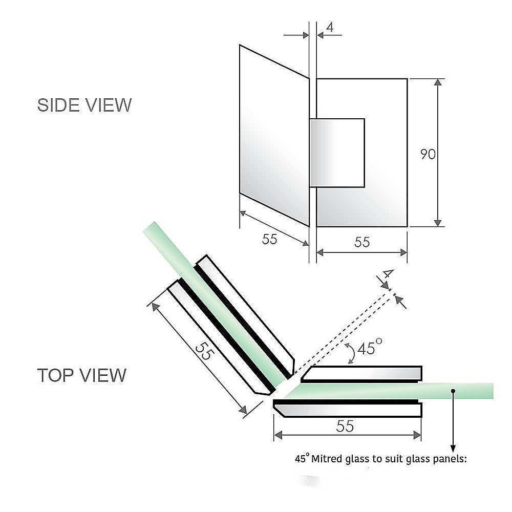 90cm Frameless Diamond Shower Screen with White Channels and Brass Hinges V63-932811