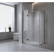 90cm Frameless Diamond Shower Screen with Gunmetal Channels and Brass Hinges V63-932831