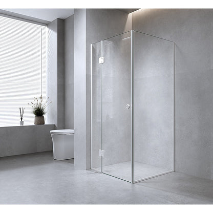 110x90cm Corner Frameless Shower Screen - Gold Wall Channel and Floor Channel with SS Hinges for Modern V63-936311