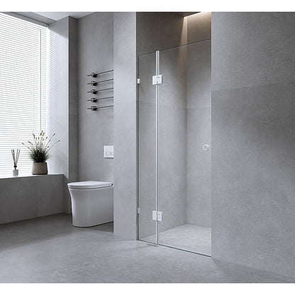 90cm Wall-to-Wall Frameless Shower Screen with Gunmetal Brackets, SS Hinges & U-Brackets and Floor U-Bracket V63-937141