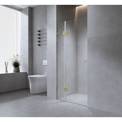 100cm Wall-to-Wall Frameless Shower Screen with Black Brackets, SS Hinges & U-Brackets and Floor U-Bracket V63-937221