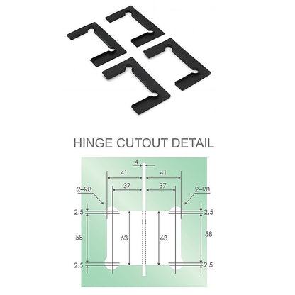 100cm Wall-to-Wall Frameless Shower Screen with Black Brackets, SS Hinges & F-Brackets and Floor F-Bracket V63-937241