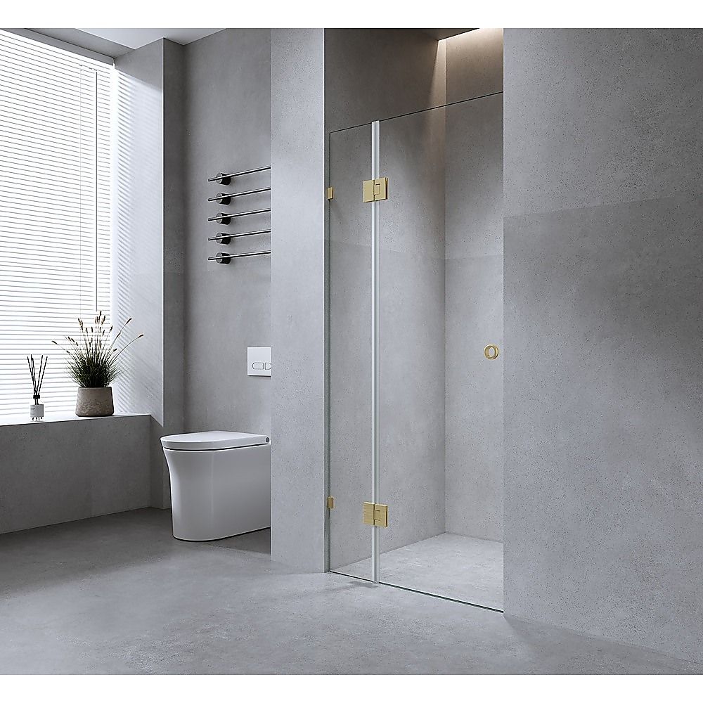 100cm Wall-to-Wall Frameless Shower Screen with Nickel Brackets, SS Hinges & U-Brackets V63-937331